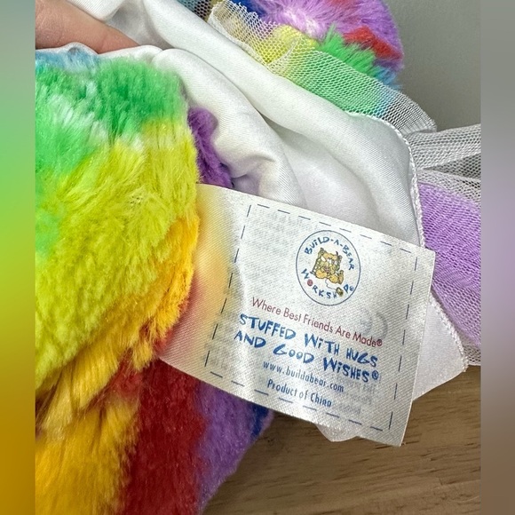 Build A Bear Neon Rainbow Tie Dye‎ Peace Signs Bear Pink Tutu Stuffed Plush Toy - Picture 7 of 7